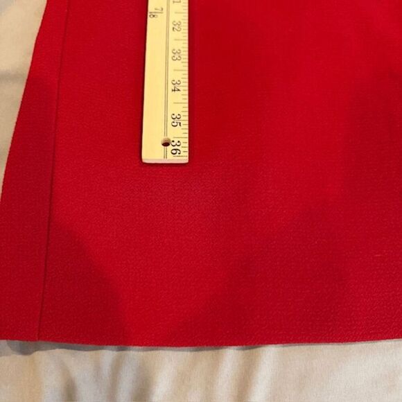 NWOT Badgley Mischka Red Mock Neck Knee Length Dress Pintucks Back Zip Size 4 - Picture 13 of 14